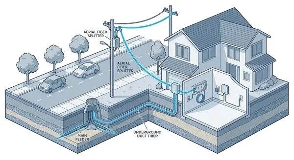 FTTH installation from street network to home ONT FTTH installation from street network to home ONT